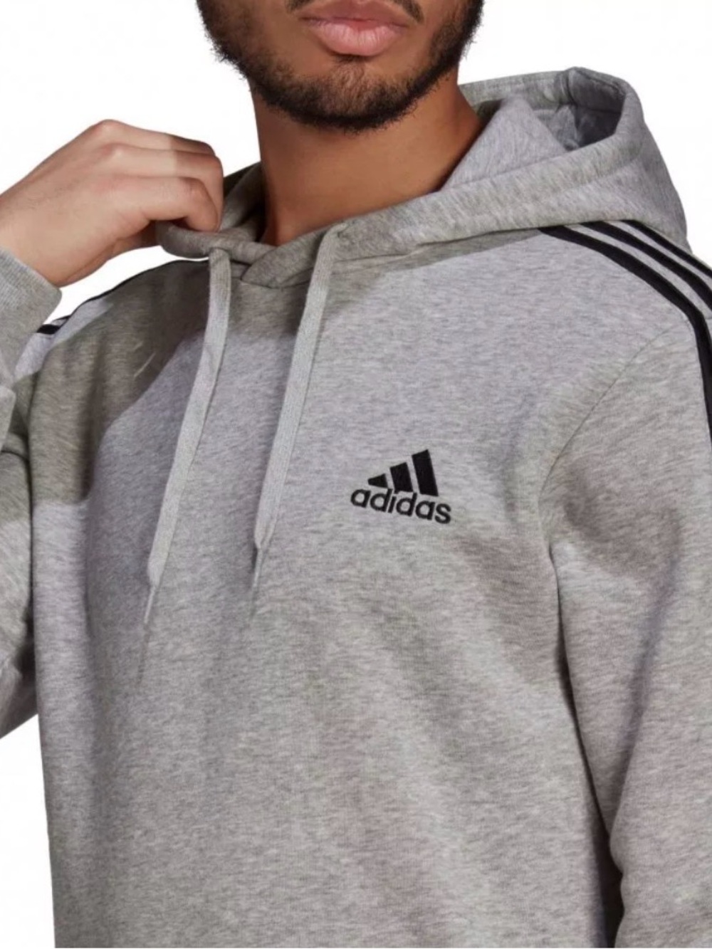 adidas Gray Hoodie with Black Stripe Accents